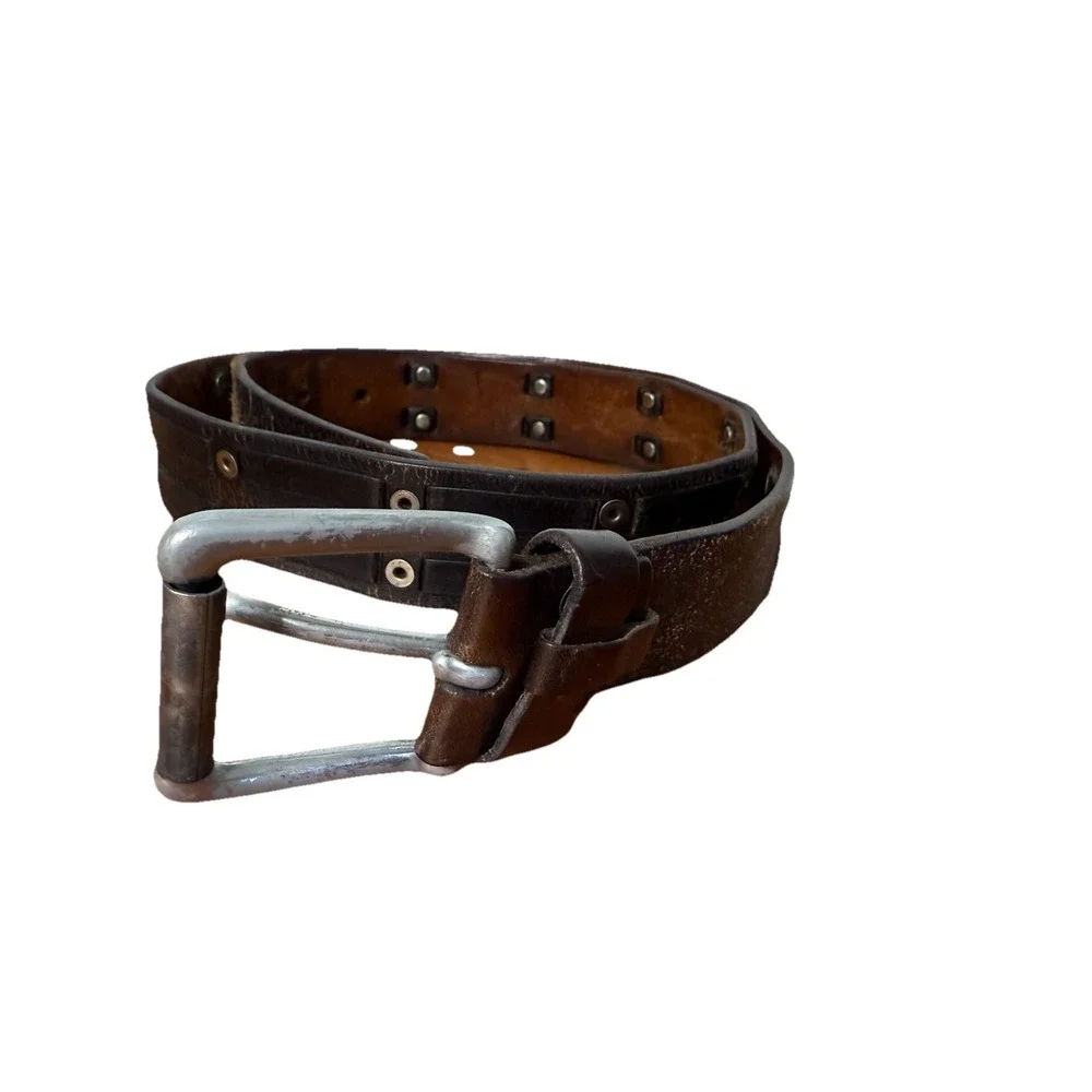 Vintage Mens leather belt studded leather 44